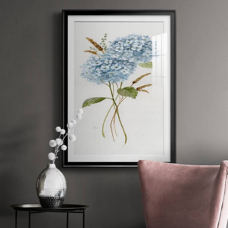 Petite Blue Hydrangea I Premium Framed Print - Ready to Hang