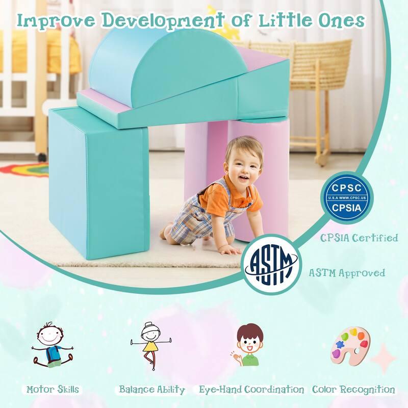 5-Piece Kids Climb and Crawl Activity Playset - 15.5" x 8" x 8"