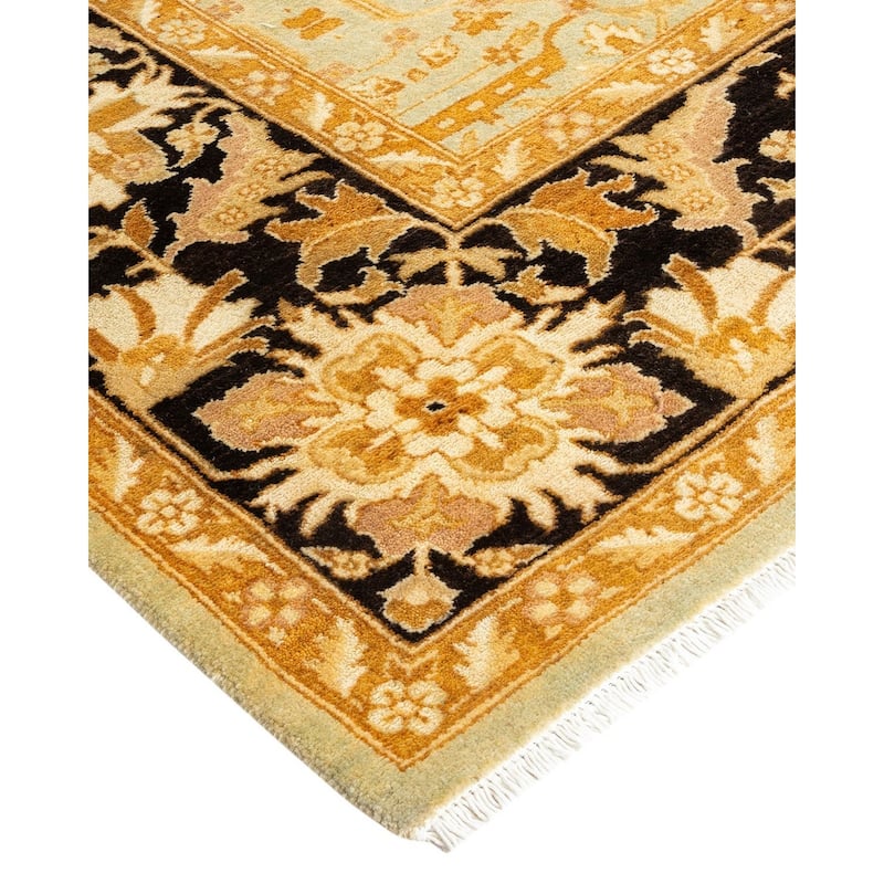 Overton Hand Knotted Wool Vintage Inspired Traditional Ottoman Yellow Area Rug - 4' 3" x 6' 4"