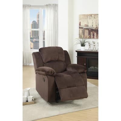 Motion Recliner Chair 1pc Rocker Recliner Couch Living Room Furniture Chocolate Padded Suede Metal Reclining