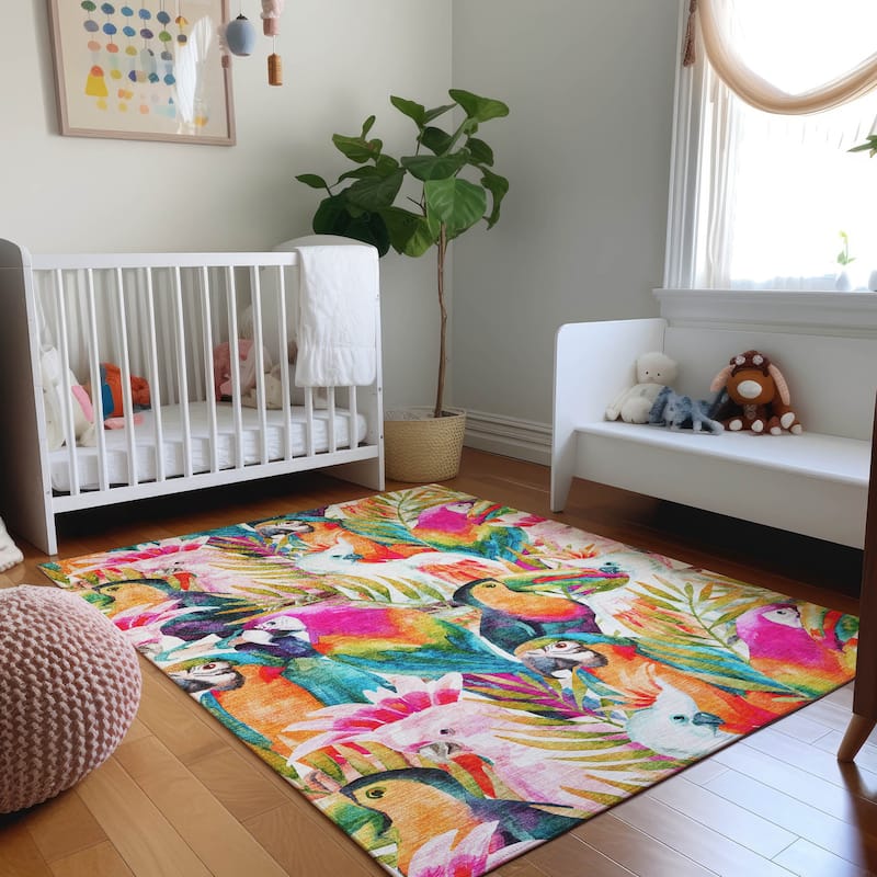 Premium Washable Super Soft Tropical Birds Mayfield Rug - Multi - 10' x 14' - Rectangle