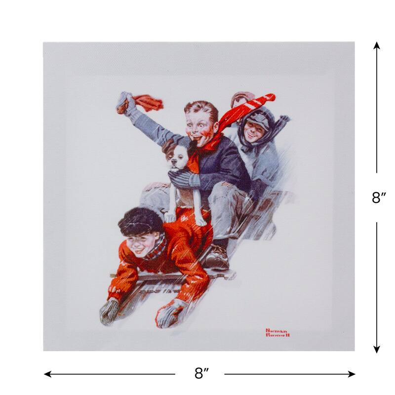 8" x 8" Norman Rockwell Classic Christmas Scene Canvas Prints Set of 4