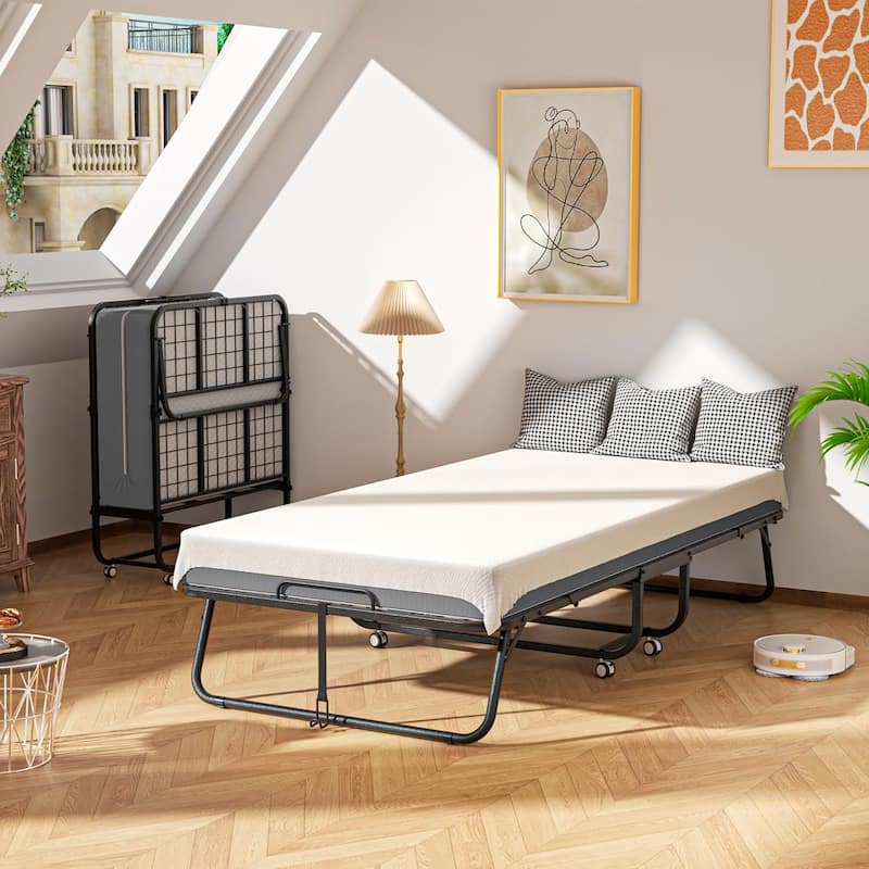 75” x 31.5” Folding Bed with 5 Inch Memory Foam Mattress, Portable Rollaway Guest bed for Adults with Dustproof Bag