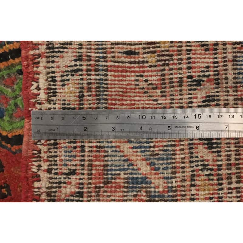 Hand Knotted Oriental 100% Wool Carpet Traditional Geometric Oranges & Rust Heriz Runner Rug - 10' 1'' X 3' 2''