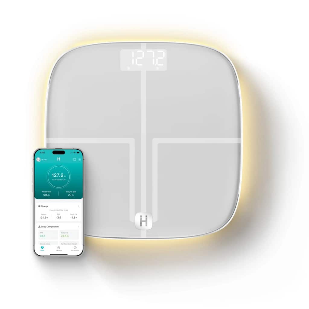 Homedics Luxe Smart Glo™ Bluetooth Body Composition Scale with Ambient Illumination - White