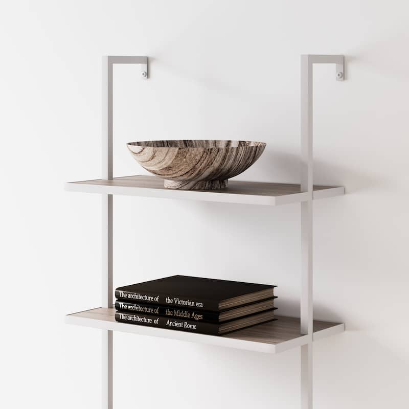 Nathan James Theo 5-Shelf Ladder Bookcase Wood with Metal Frame