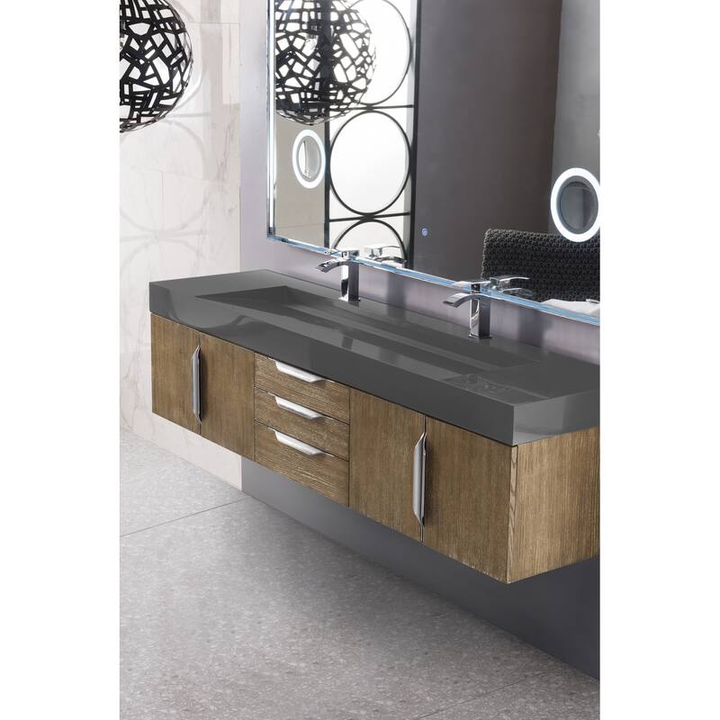James Martin Vanities Mercer Island 72" Double Vanity, Latte Oak with Brushed Nickel Hardware