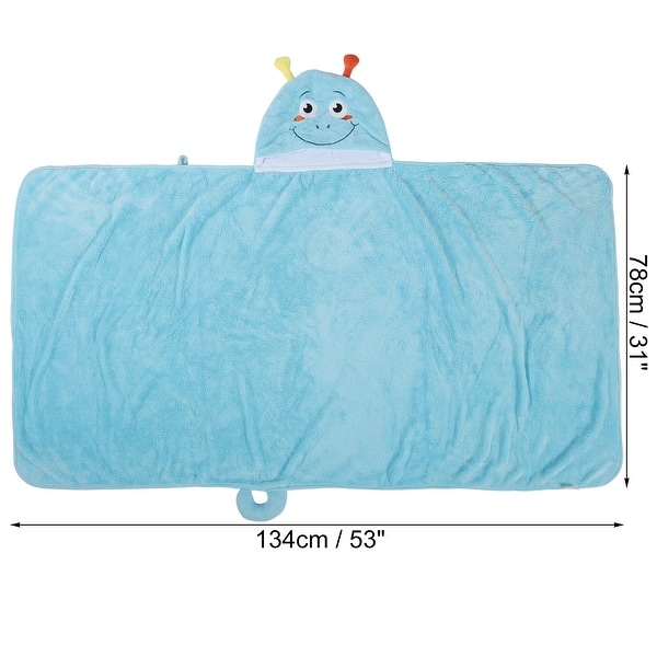 1pcs Soft Absorbent Coral Fleece Hooded Towel for Bathroom Light Blue 53"x31"
