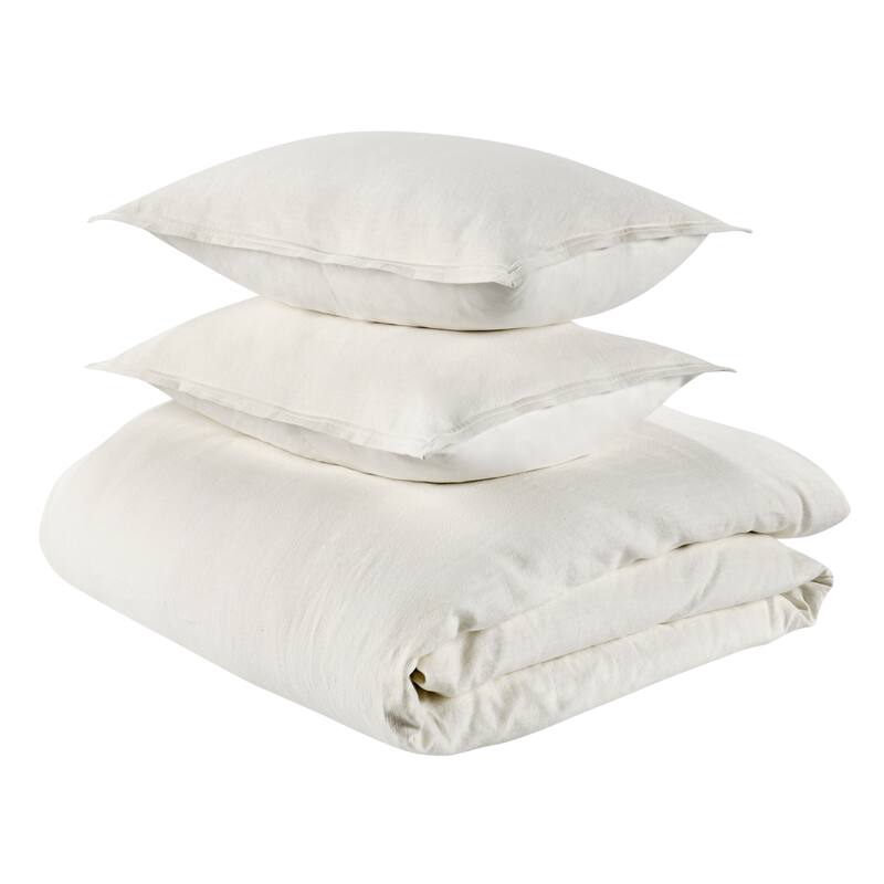 Villa by Classic Home Talia 3-Piece Linen Blend Fabric Duvet Set - King - Cloud