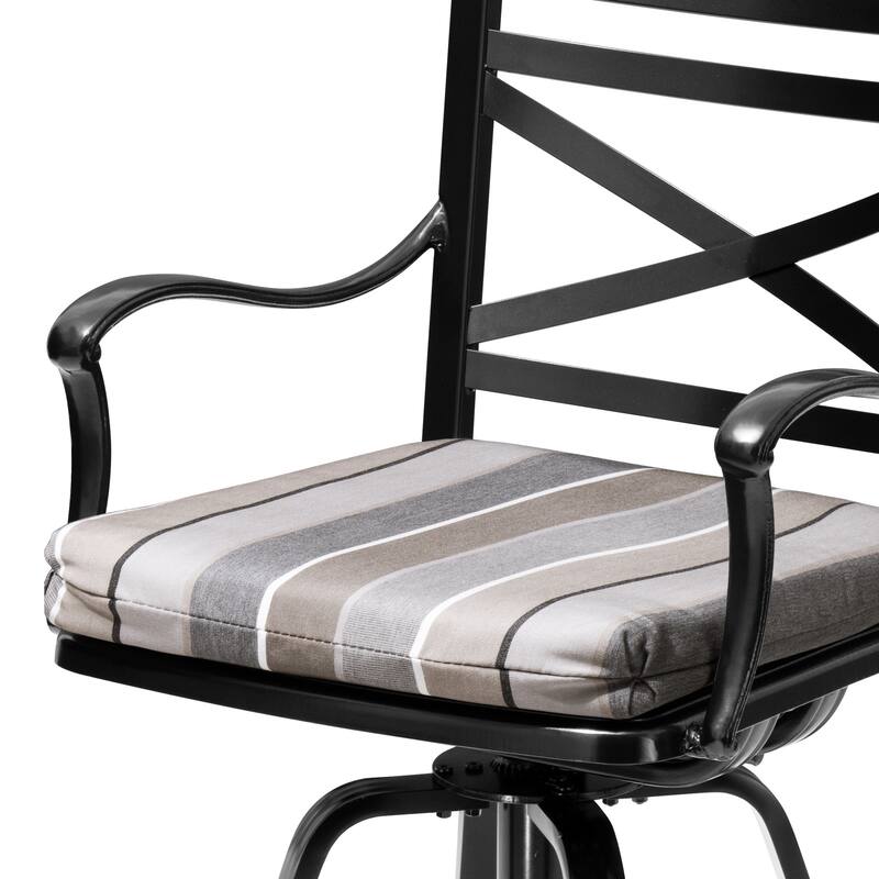 Outdoor Patio Bar Stools Aluminum Swivel Bar Chair with Sunbrella Cushion - 21.7 in W x 16.5 in D x 46 in H