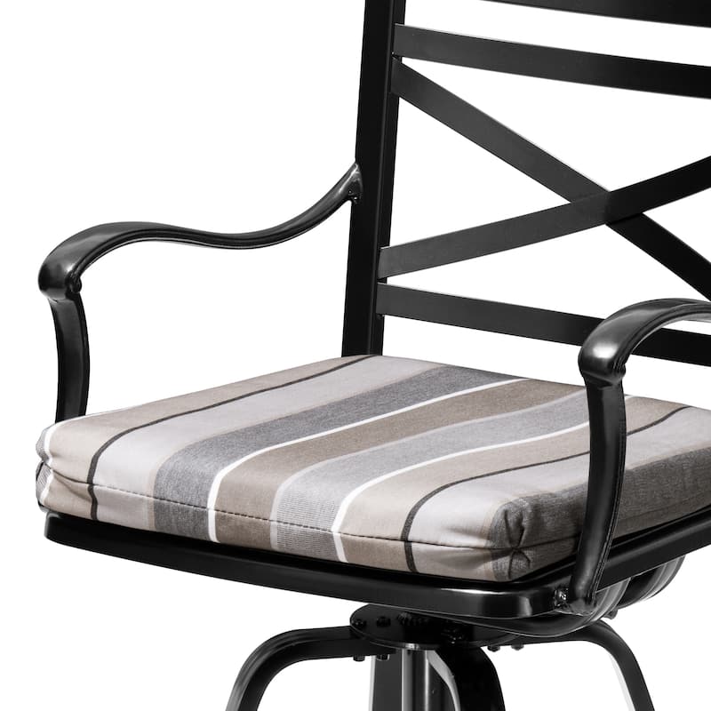 Outdoor Patio Bar Stools Aluminum Swivel Bar Chair with Sunbrella Cushion - 21.7 in W x 16.5 in D x 46 in H