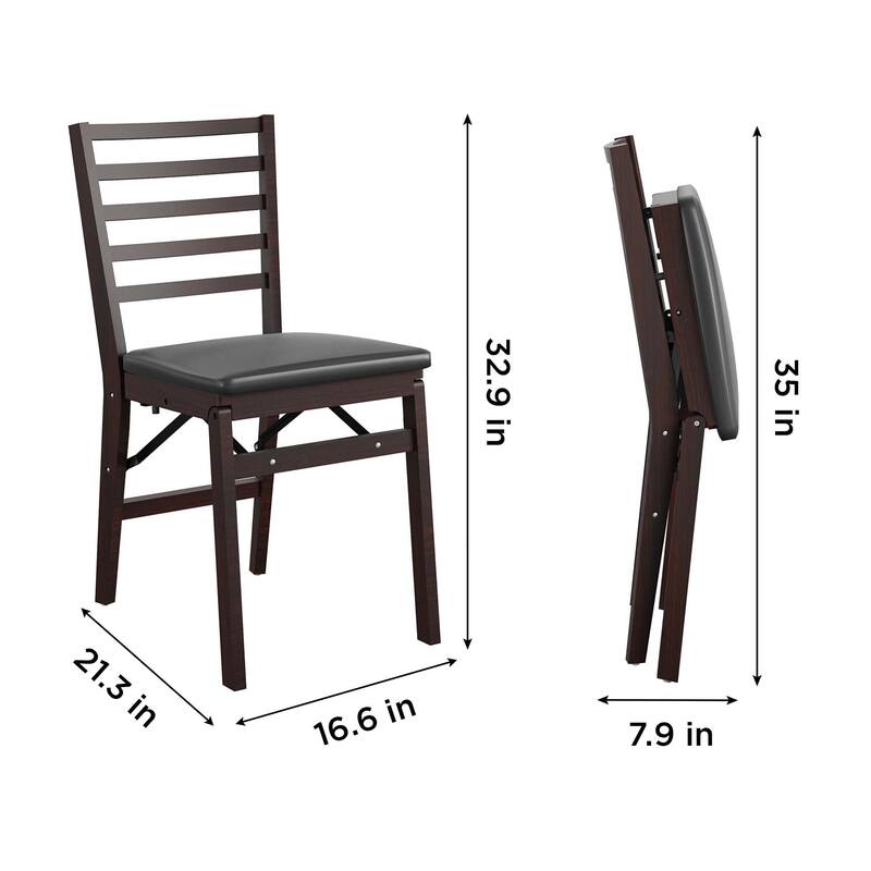 COSCO Contoured Back Wood Folding Chair with Fabric Seat, 2-Pack