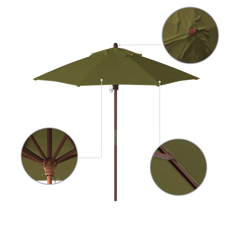 Port Lavaca 7.5ft Round Sunbrella Wooden Patio Umbrella by Havenside Home, Base Not Included