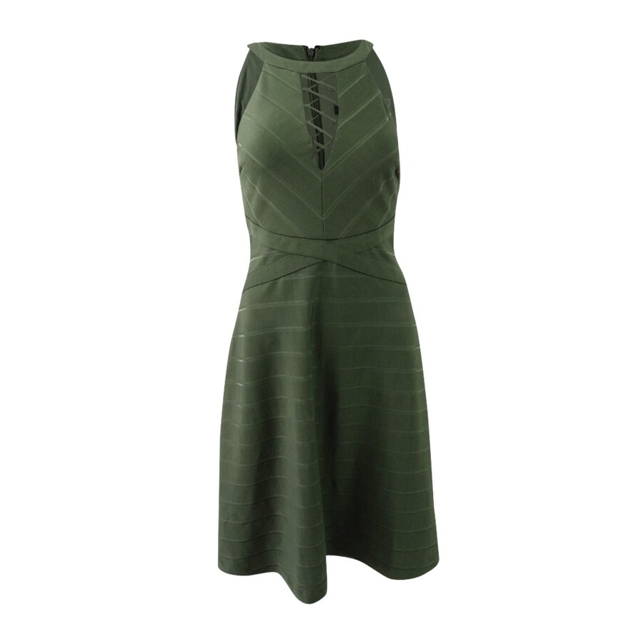 Shop Guess Women S Lace Up Halter Dress 0 Olive Olive 0