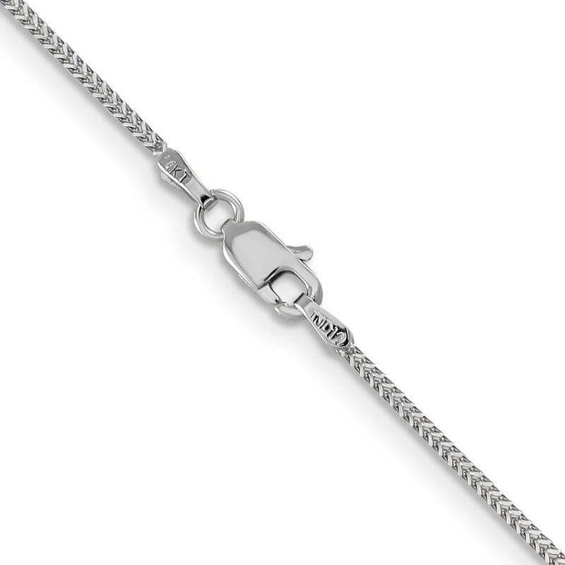 Curata 14k White Gold Solid 0.9mm Franco Chain Necklace (Lobster-claw) Options: 16 18 20 24
