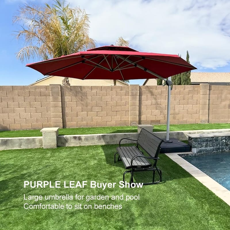 PURPLE LEAF Double Top Round Patio Large Cantilever 360 Degree Rotation 10/11/12/13ft Outdoor Classic Umbrella