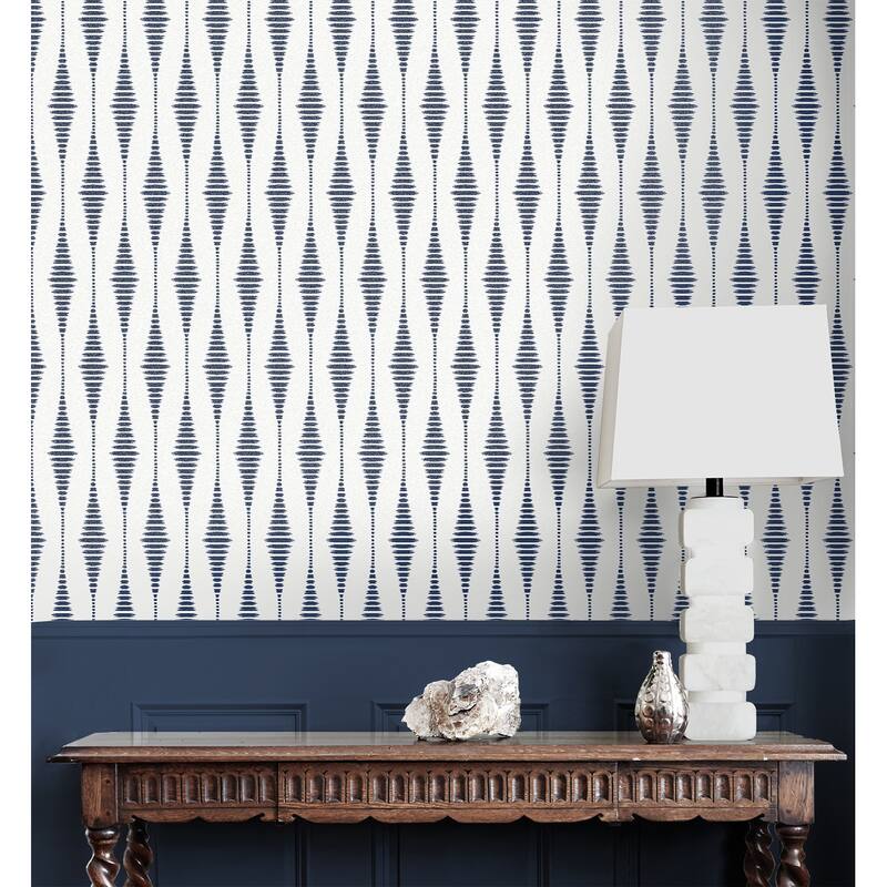 Seabrook Designs Diamond Stripe Glass Beaded Unpasted Wallpaper