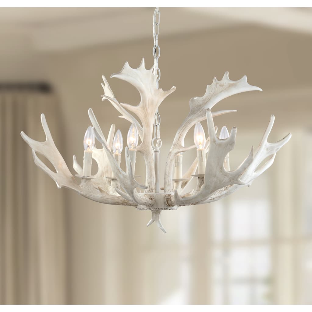 SAFAVIEH Lighting Katharina Adjustable 6-Light White Antler Chandelier - 30" x 30" x 24.25-96.25"
