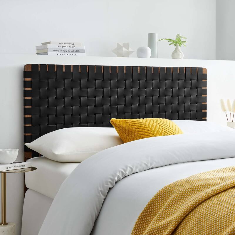 Sparta Twin/Full/Queen/King Vegan Leather Weave Headboard - Walnut Black
