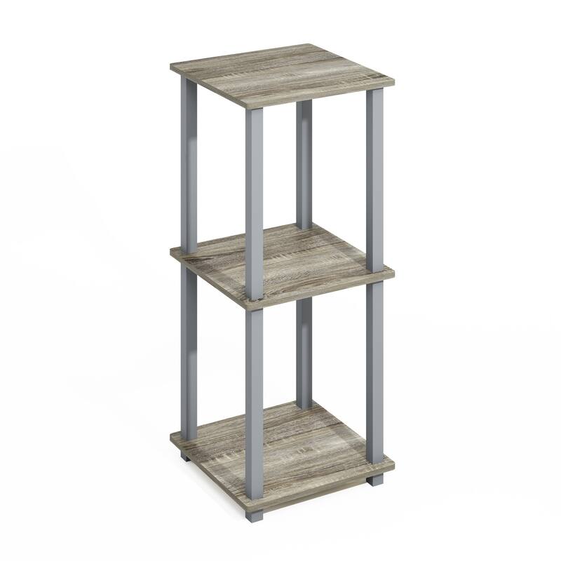 19.6 in. Tall French Oak/Grey Wood 2-Shelf Bookcase