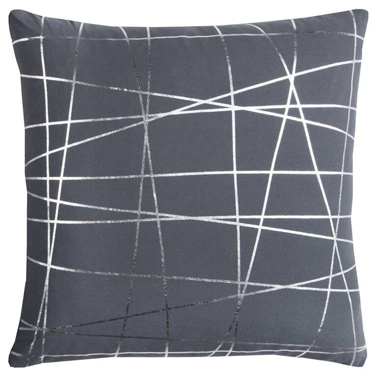 Gray Silver Contemporary Linework Throw Pillow