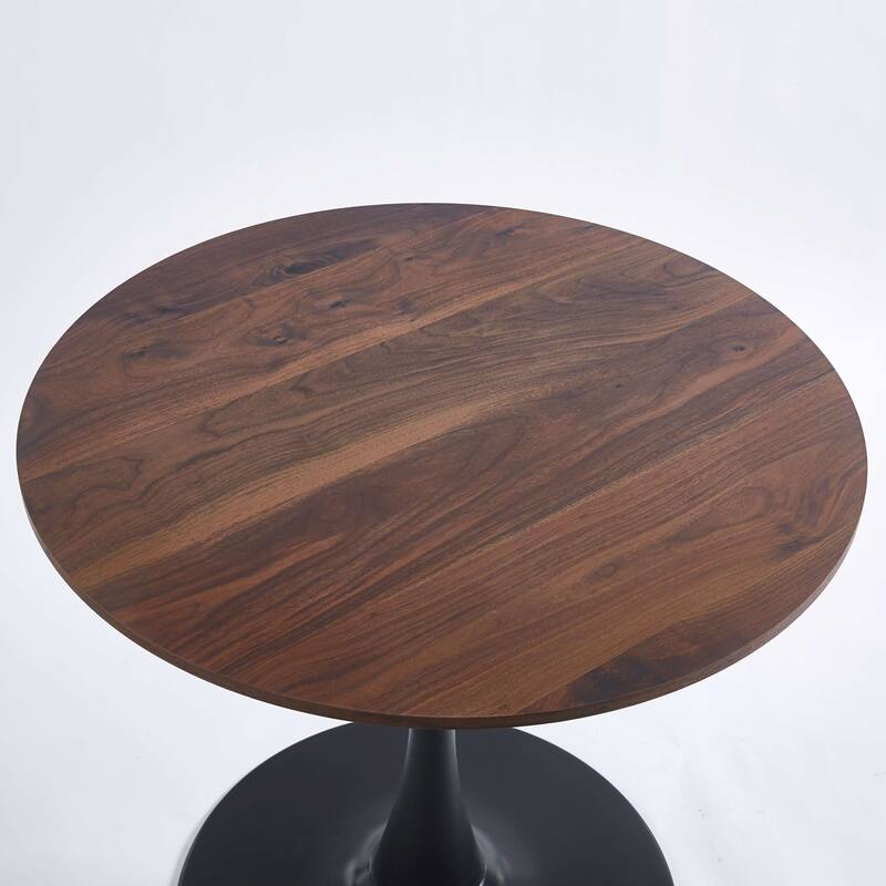 31.5"BLACK AND WALNUT Tulip Table Mid-century Dining Table for 2-4 people, End Table Leisure Coffee Table