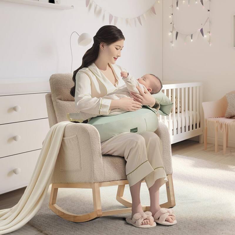 Rocking Chair Nursery,Glider Chair Nursery Chair with High Back and Side Pocket