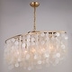 preview thumbnail 10 of 11, Elsa 5L Coastal Capiz Shell Linear Chandelier Island Pendant Light Fixture - 35.75-in W x 21-in H x 15-in D