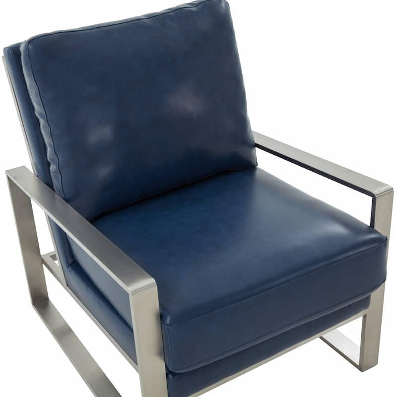 Jefferson Modern Velvet Accent Chair with Brushed Silver Frame, Plush Cushions, and Scratch-Resistant for Home or Office - 29.2
