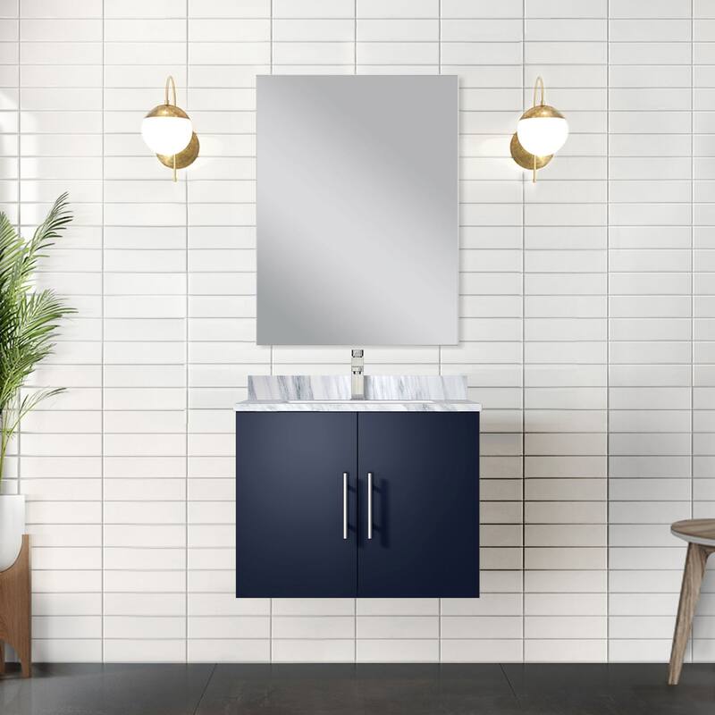 Bathroom Vanity Set with Marble Top, Single Hole Faucet, Mirror Included, Stainless Steel