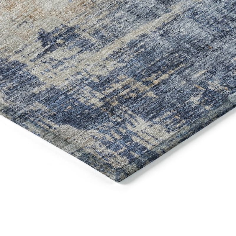 Machine Washable Indoor/ Outdoor Abstract Contemporary Chantille Rug