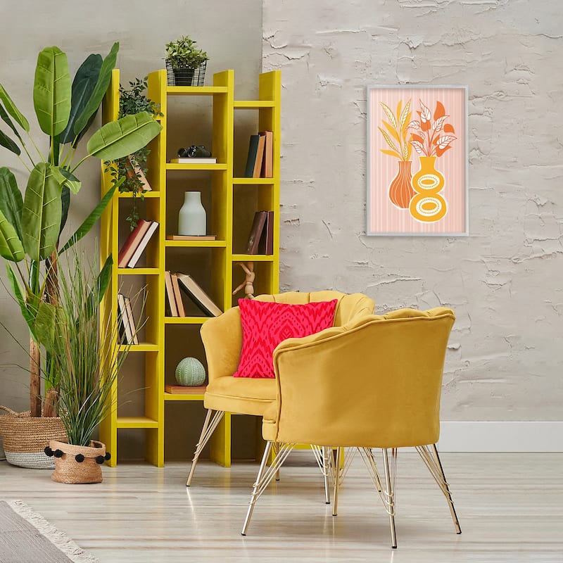 Stupell Orange & Yellow Vases Framed Giclee Art Design By Martina Pavlova