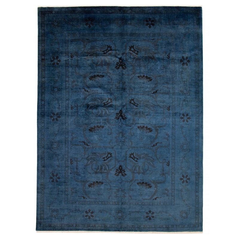 ECARPETGALLERY Hand-knotted Vibrance Navy Wool Rug - 9'0 x 12'0 - Navy - 9'0 x 12'0