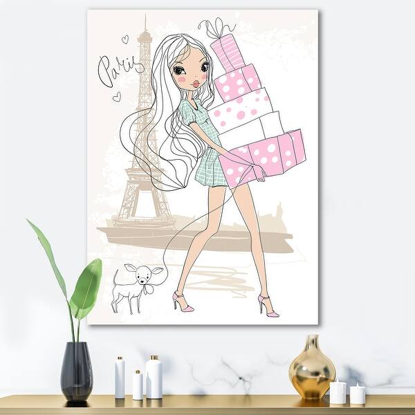 Parisian Fashion Shopping Girl Canvas Prints