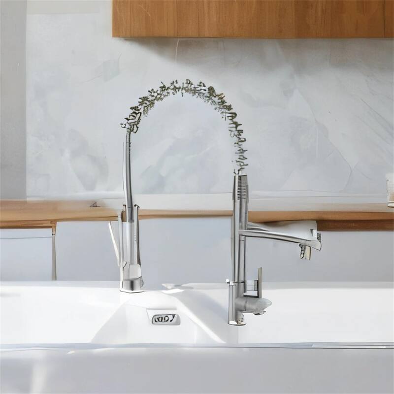 Commercial Stainless Kitchen Faucet w/ Pull-Down Sprayer,Single Handle