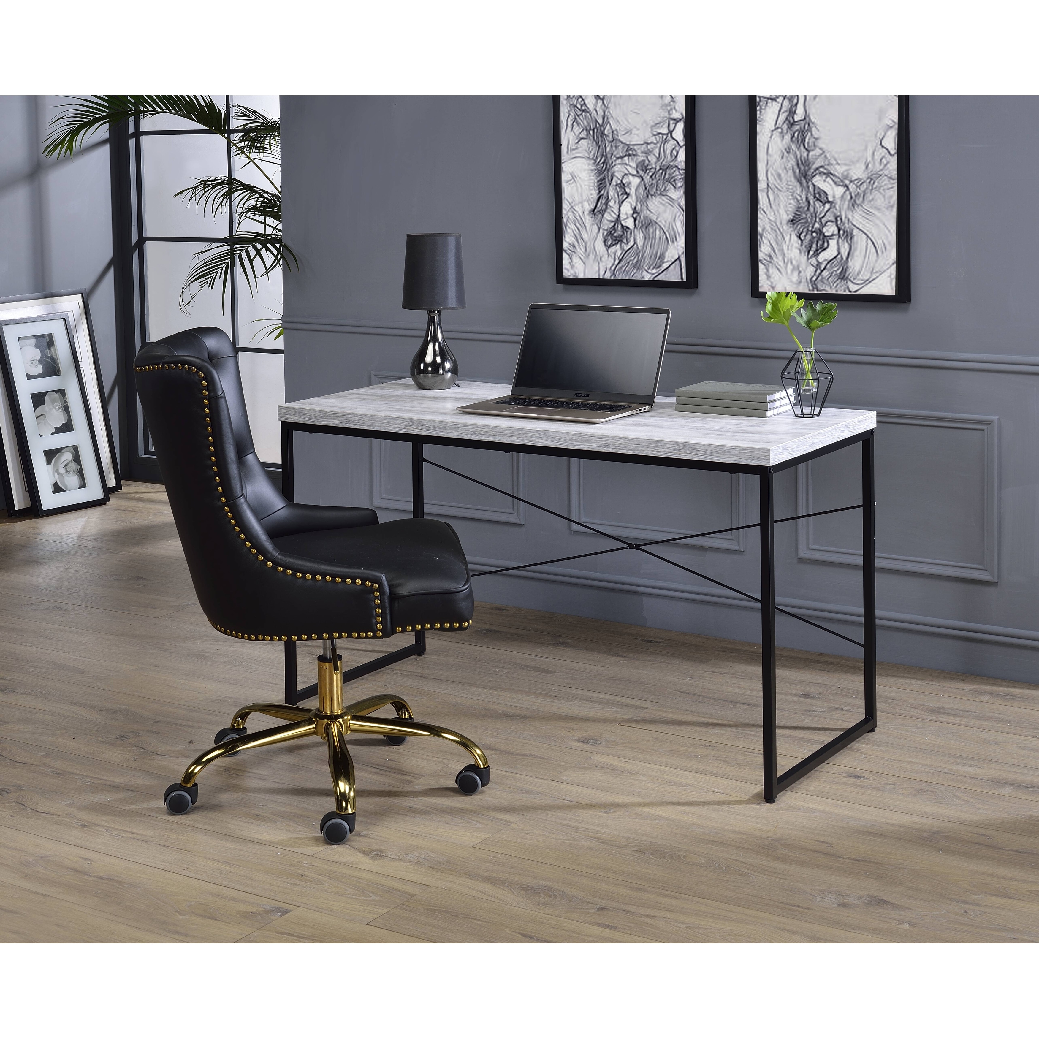 Acme Jurgen Desk In Antique White Ash Black Overstock 31315617