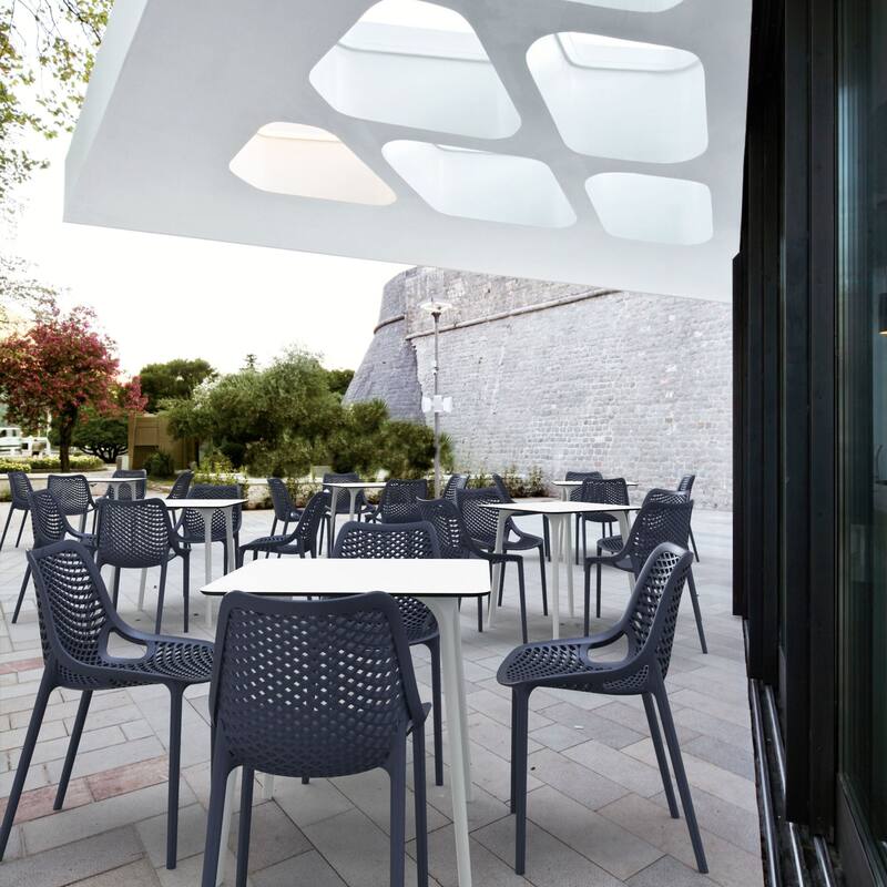 32.25" Gray Stackable Outdoor Patio Dining Chair