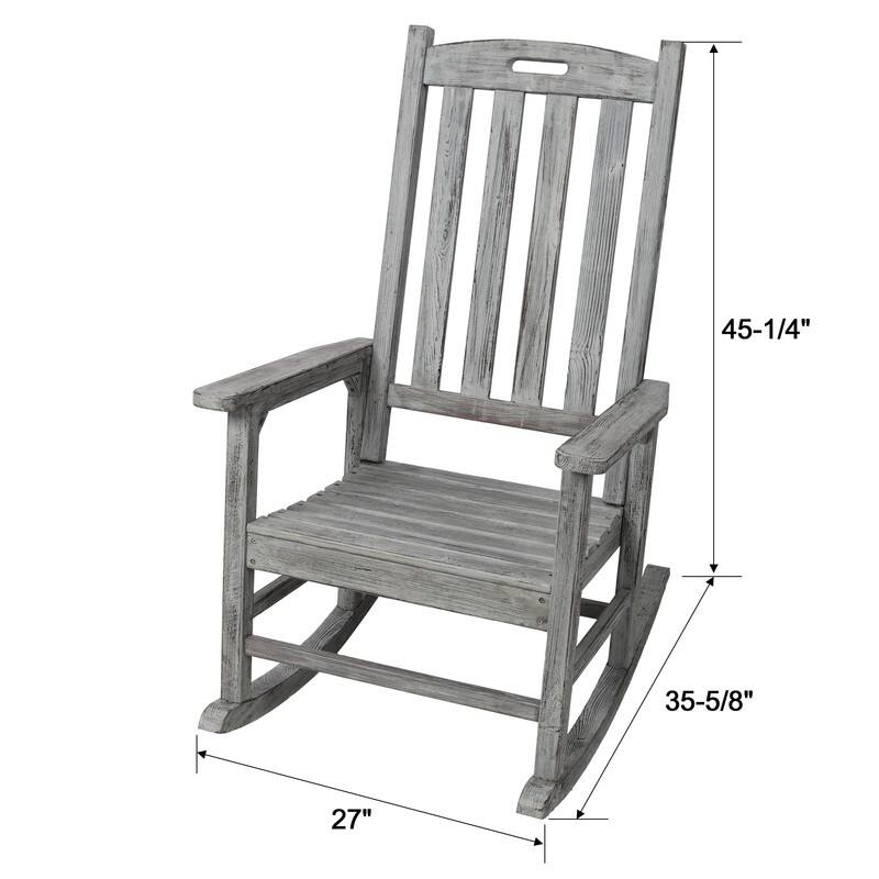 Extra-Wide Wooden Rocking Chair – High Backrest Design for Indoor/Outdoor Comfort‌ - 35.60in. W X27.00in.DX45.20in. H