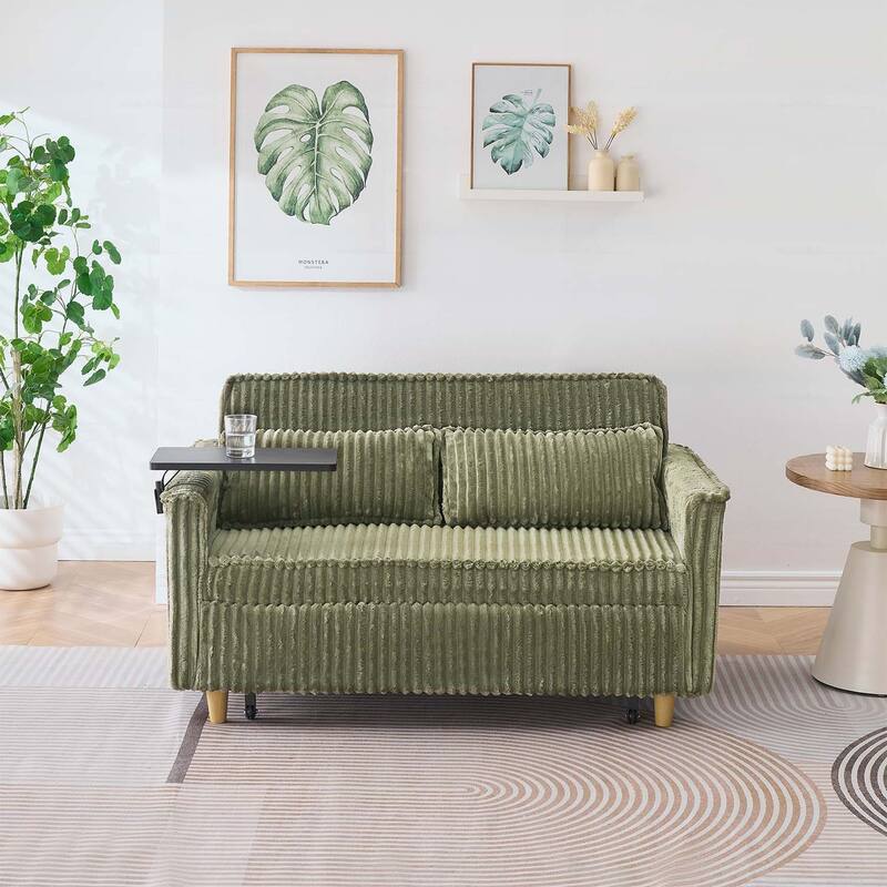 Pull-Out and Push-In Sofa with Movable Tabletop and USB Ports, Ideal for Living Rooms and Bedrooms