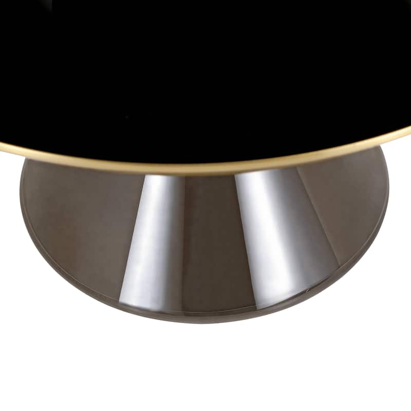 30-Inch Coffee Table Round Glass Tabletop with Gold Iron Rim and Glass Base
