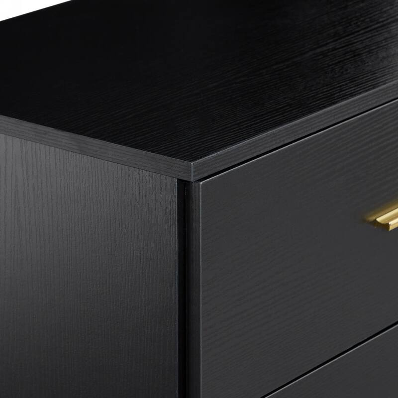 Modern and Elegant 8-Drawer Dressing Table Entryway Table with Waterproof, for Bedroom, Wardrobe and Living Room, Black