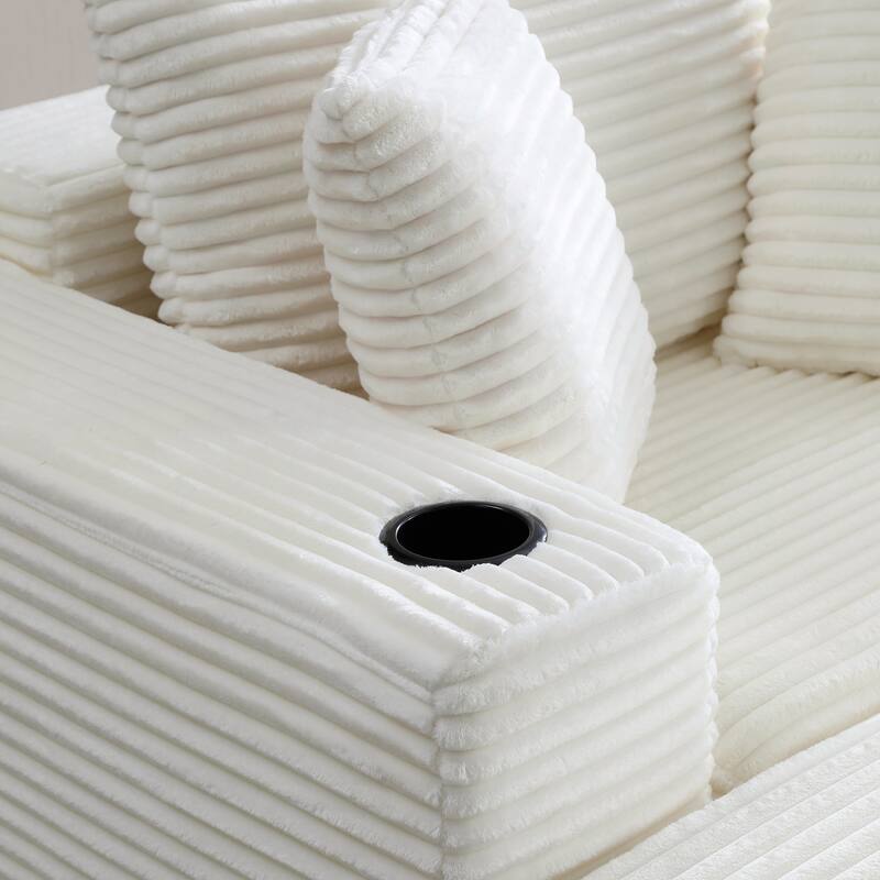 52.4" Boneless Chaise Lounge Chair, Corduroy Modular 3 in 1 Sofa Bed, Cloud Sleeper for Living Room Bedroom