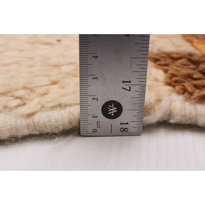 ECARPETGALLERY Hand-knotted Azilal Cream, Orange Wool Rug - 4'3 x 8'0