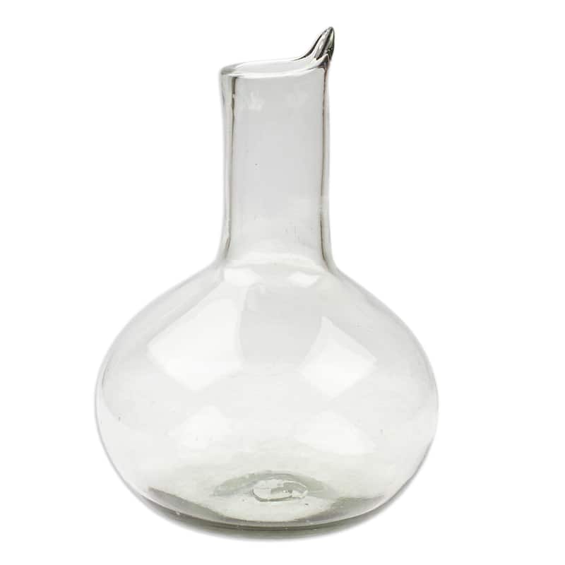 NOVICA Artisan Handblown Recycled Ecofriendly Glass Decanter Wine From Mexico Clear Tableware Drinkware 'Exquisite Shape'