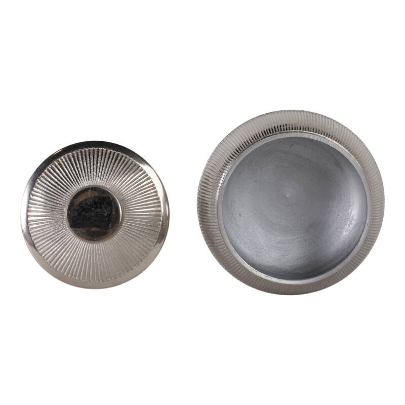 Aluminum Agate Decorative Object Stylish Lidded Textured Sculpture