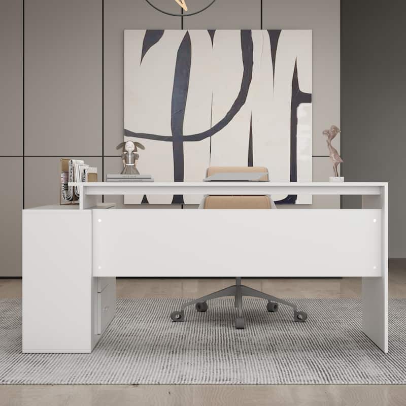 Timechee Home Office Computer Desk Corner Desk 55-inch Writing Table