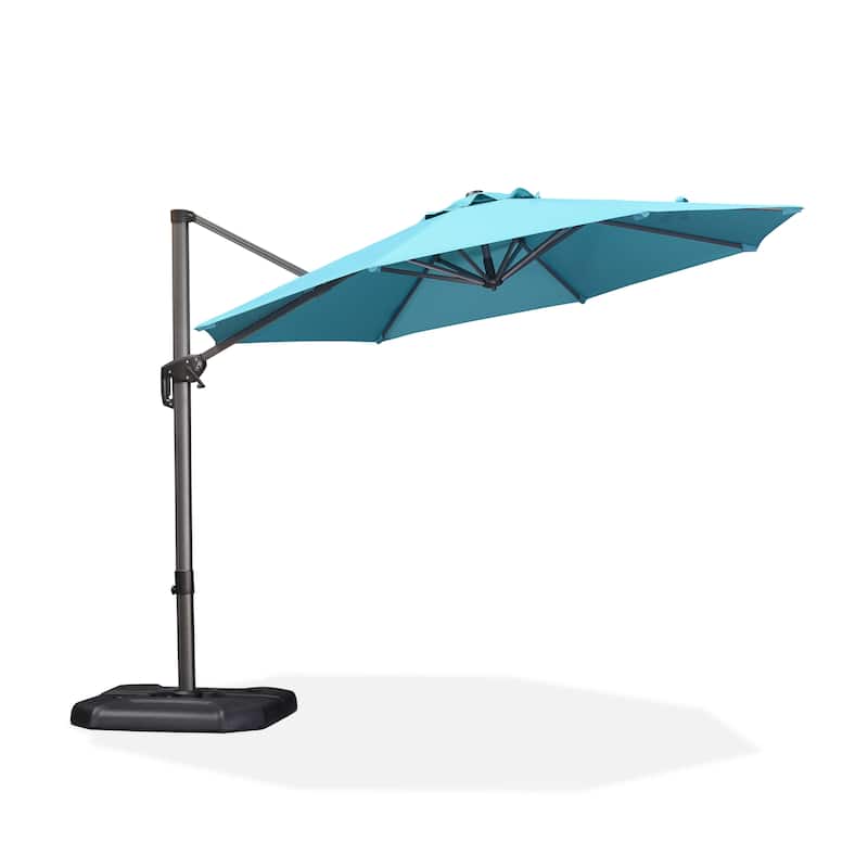 PURPLE LEAF 10 ft Round 360 Degree Rotation Patio Cantilever Umbrella - Turquoise Blue