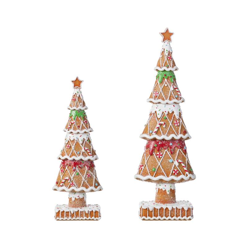 Glitzhome Set of 2 Resin Christmas Tree Table Decor