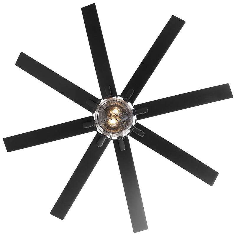 65" Industrial Seeded Glass Black Decorative Ceiling Fan with Remote and Light Kit