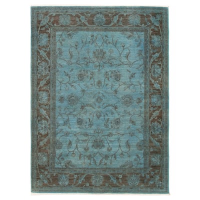 ECARPETGALLERY Hand-knotted Vibrance Blue Wool Rug - 6'4 x 8'9